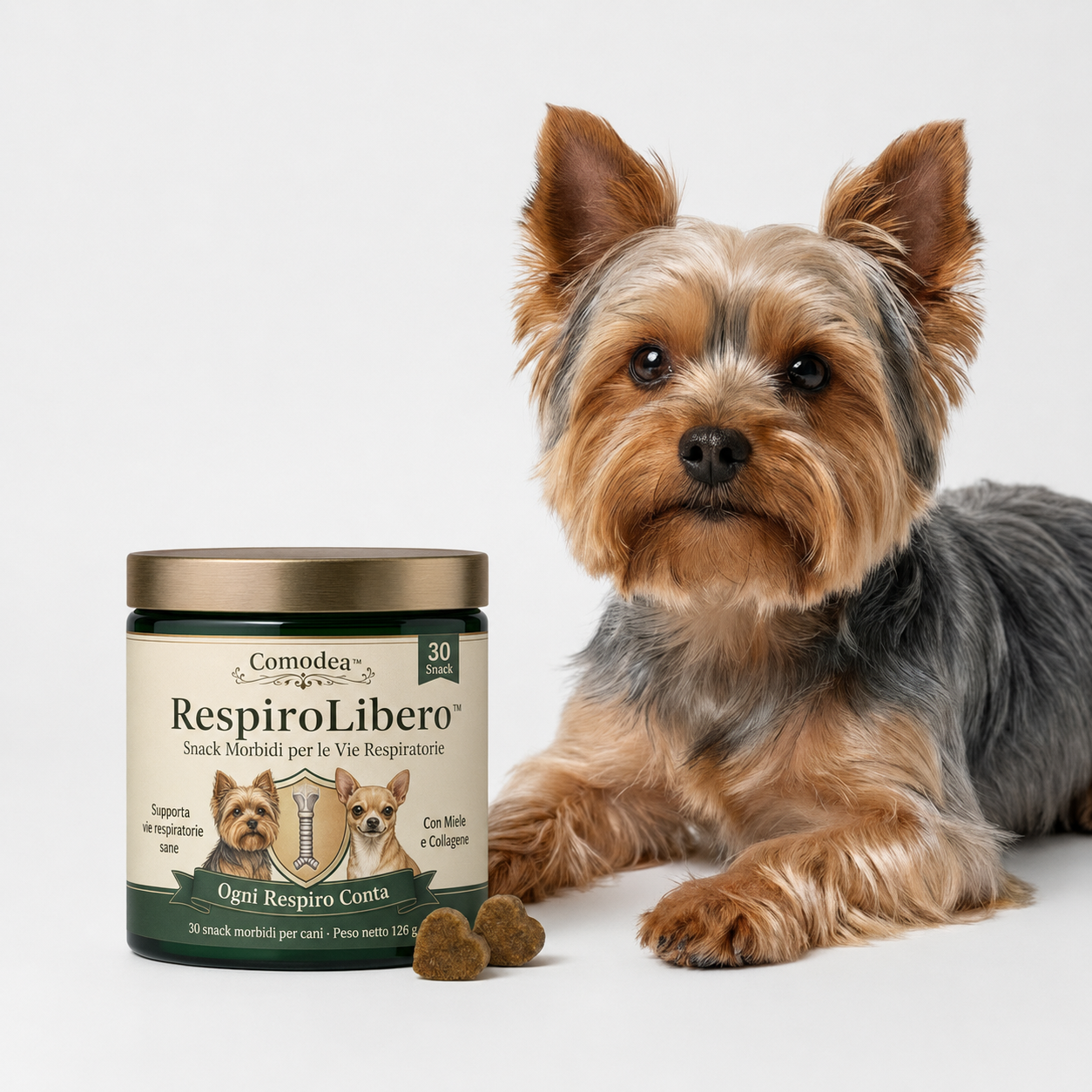 Comodea RespiroLibero — snack morbidi per le vie respiratorie dei cani di taglia piccola