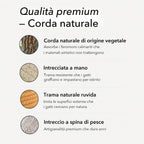 Dettaglio della corda naturale intrecciata a mano a spina di pesce della Cesta Istinto